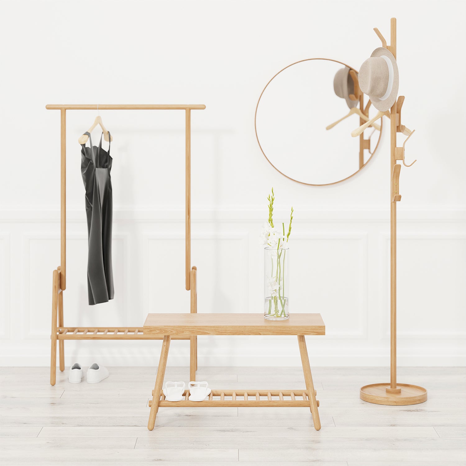 Wireworks Right Hook Coat Stand in Oak ambience image