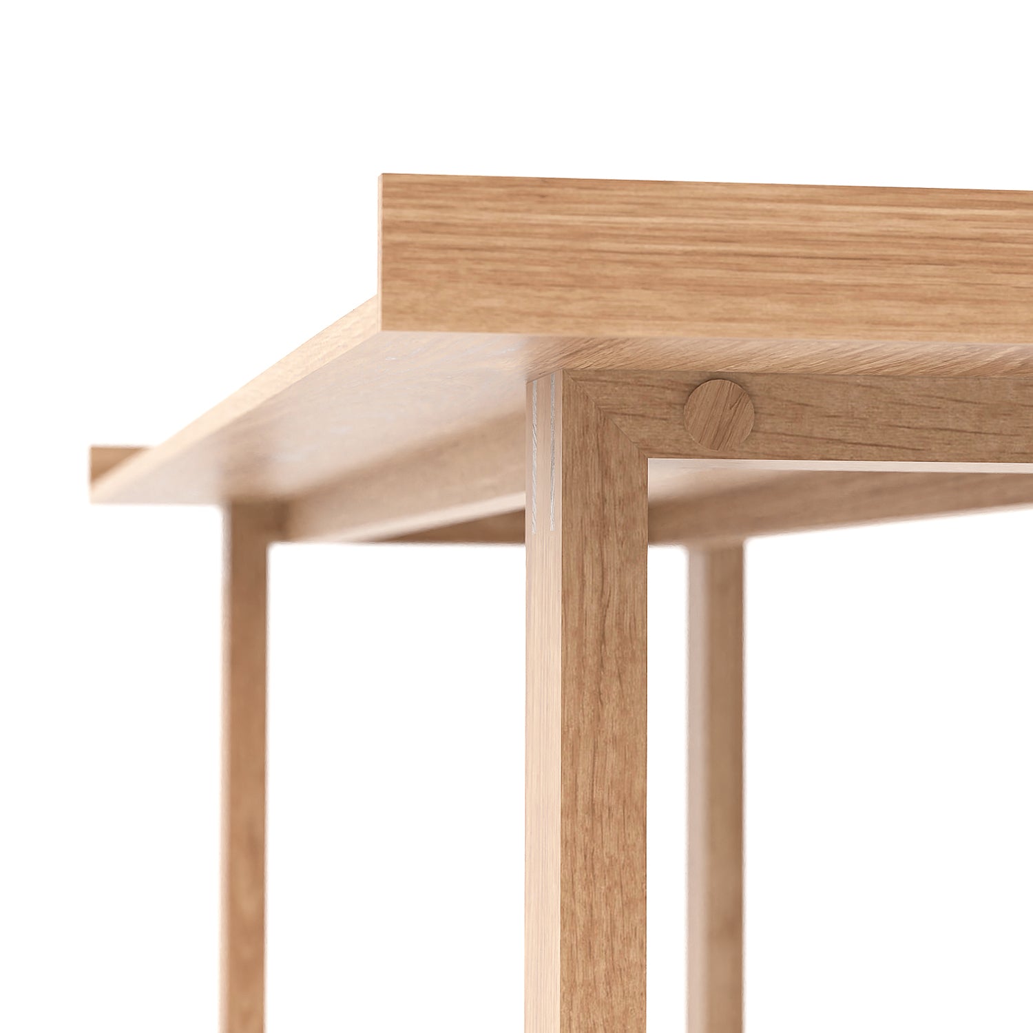 Wireworks Slim Laptop Writing Desk in oak detail shot