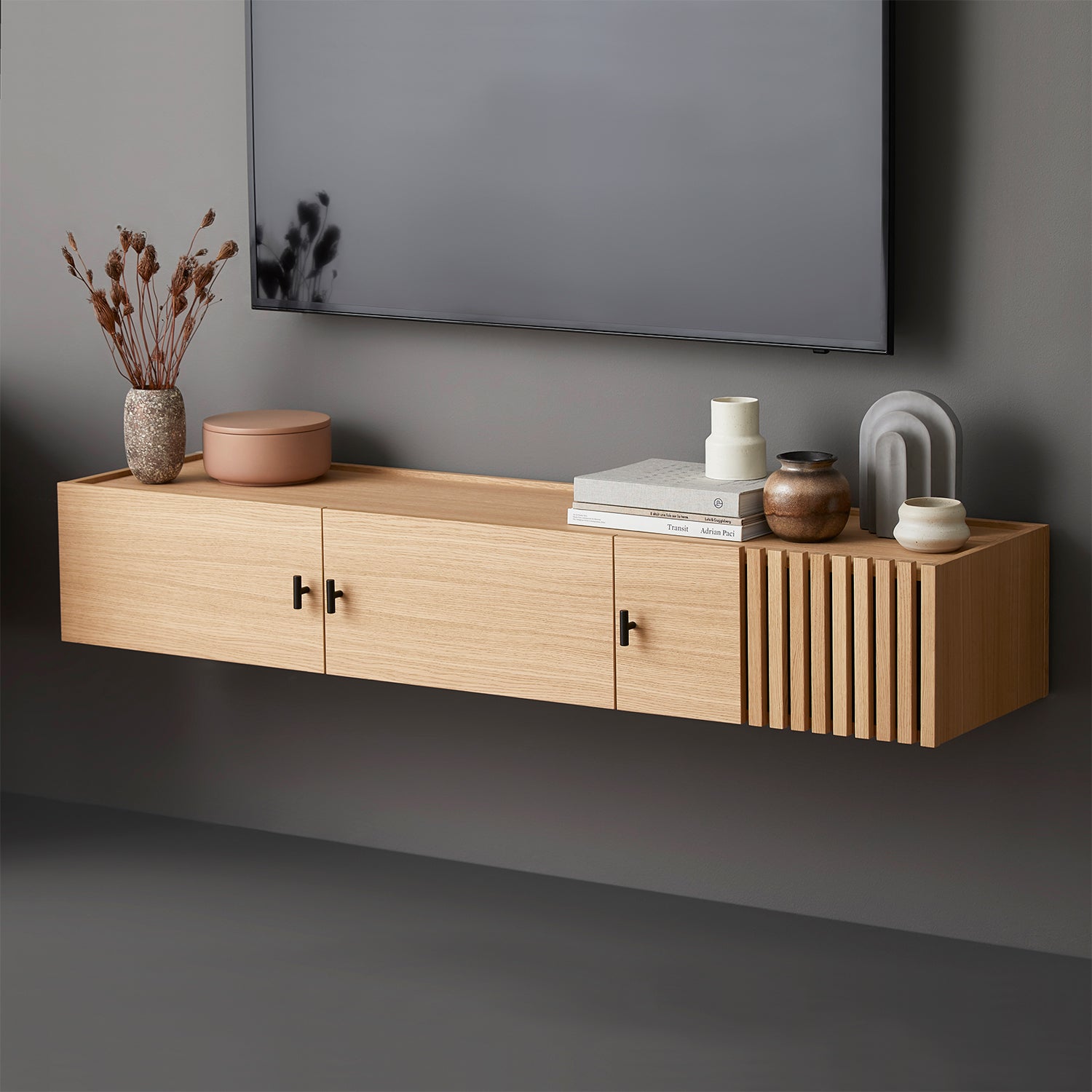 Woud Array Wall Mounted Sideboard 150cm in white oak