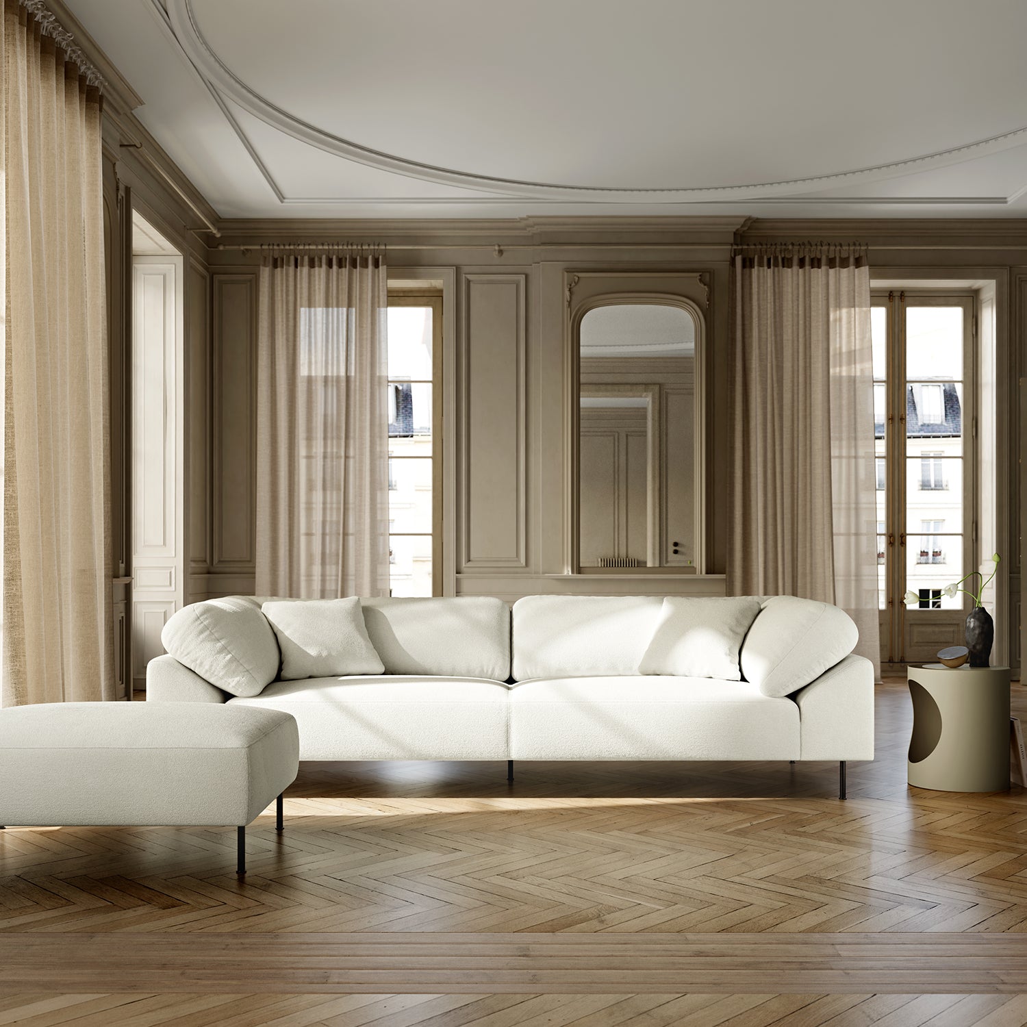 Woud Collar 3 Seater Sofa in off white