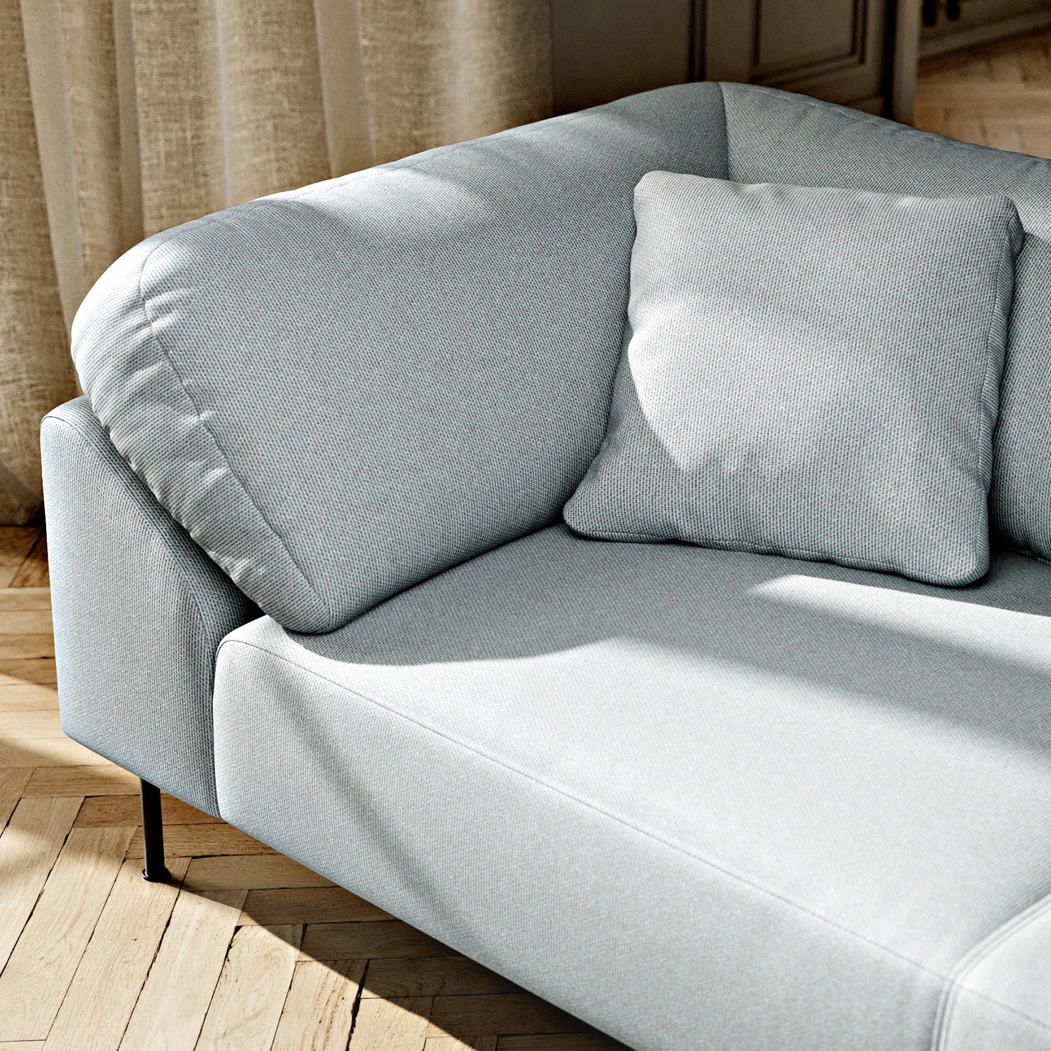 Woud Collar 2 Seater Sofa in light grey