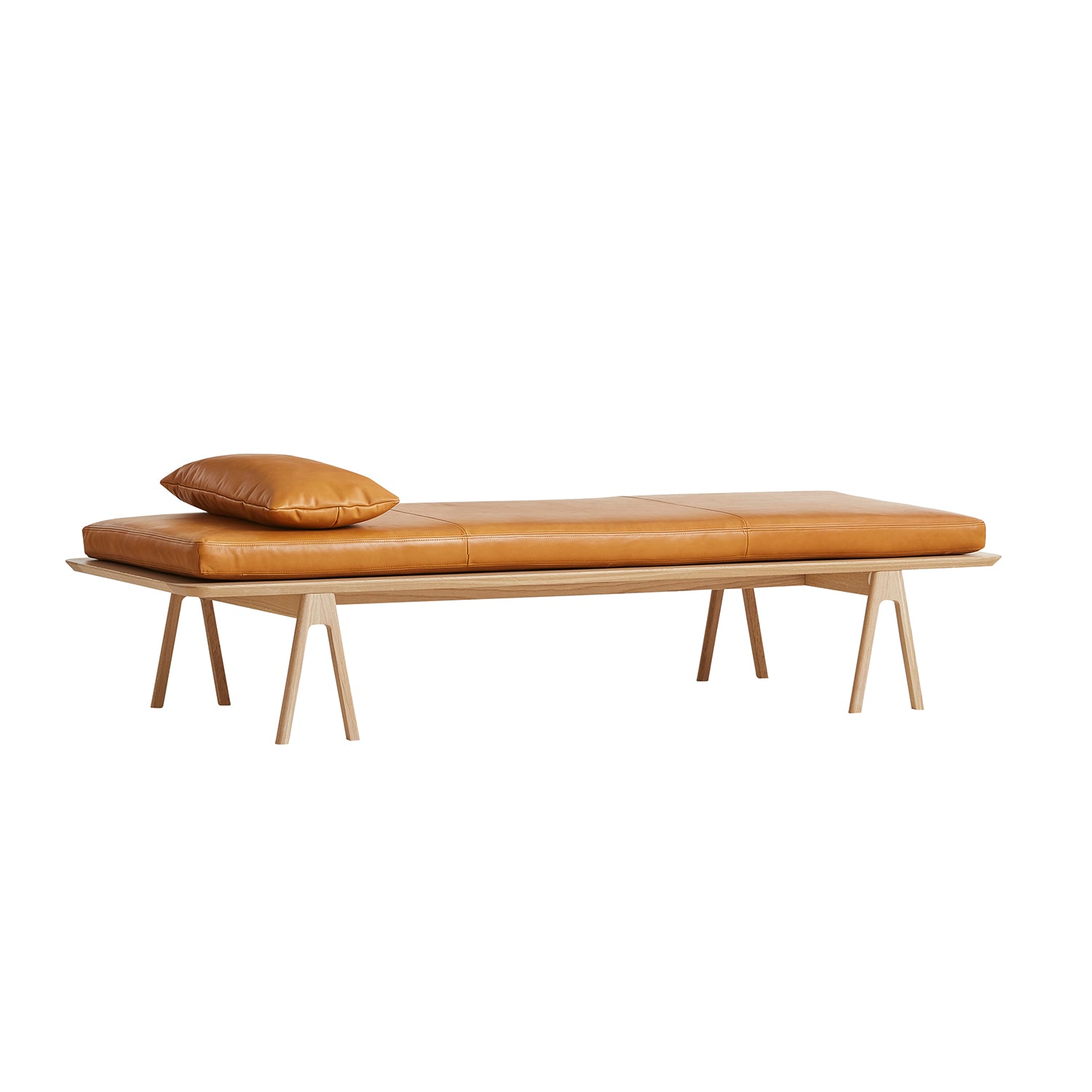 Level Daybed Pillow in oak and cognac leather