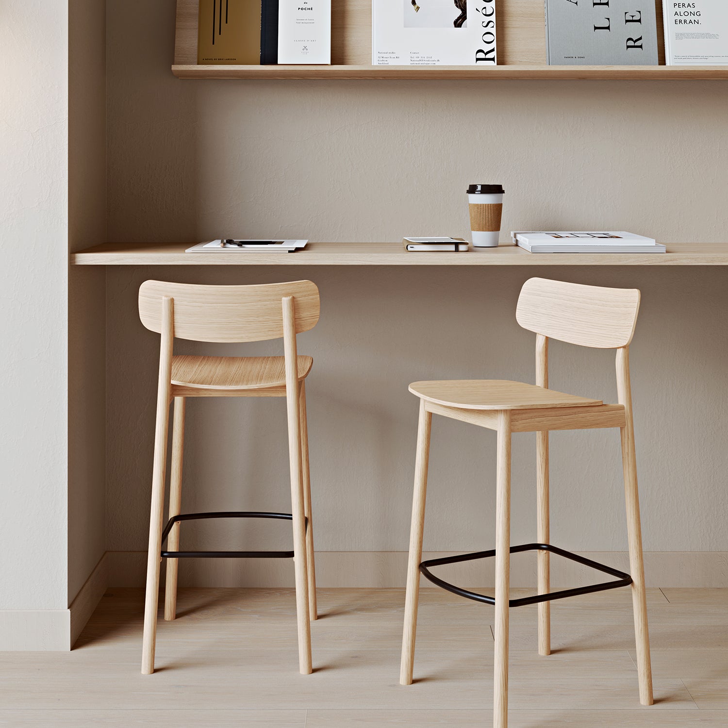 Woud Soma Bar Stool in white oak