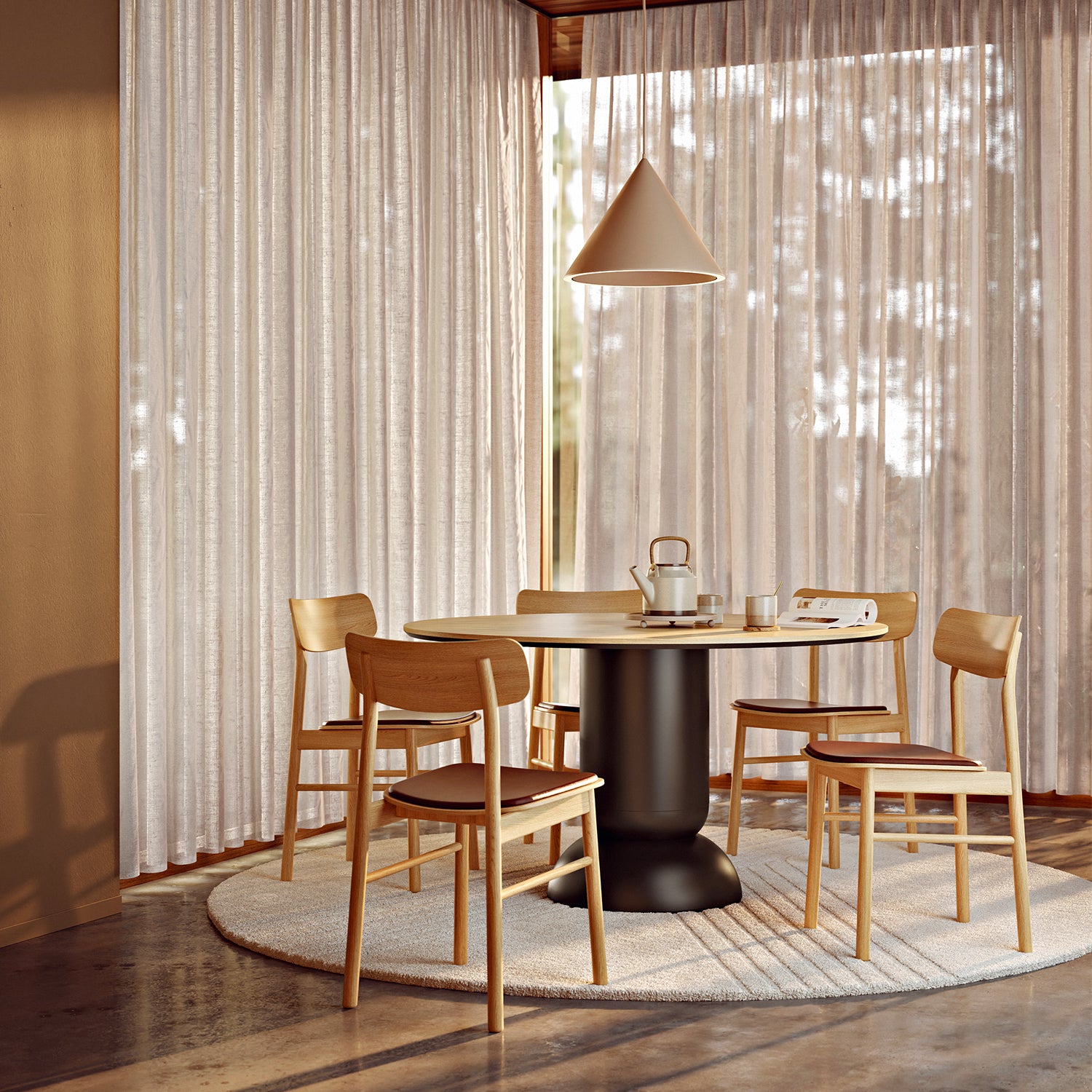 Woud Soma Dining Chair in oak with cognac leather