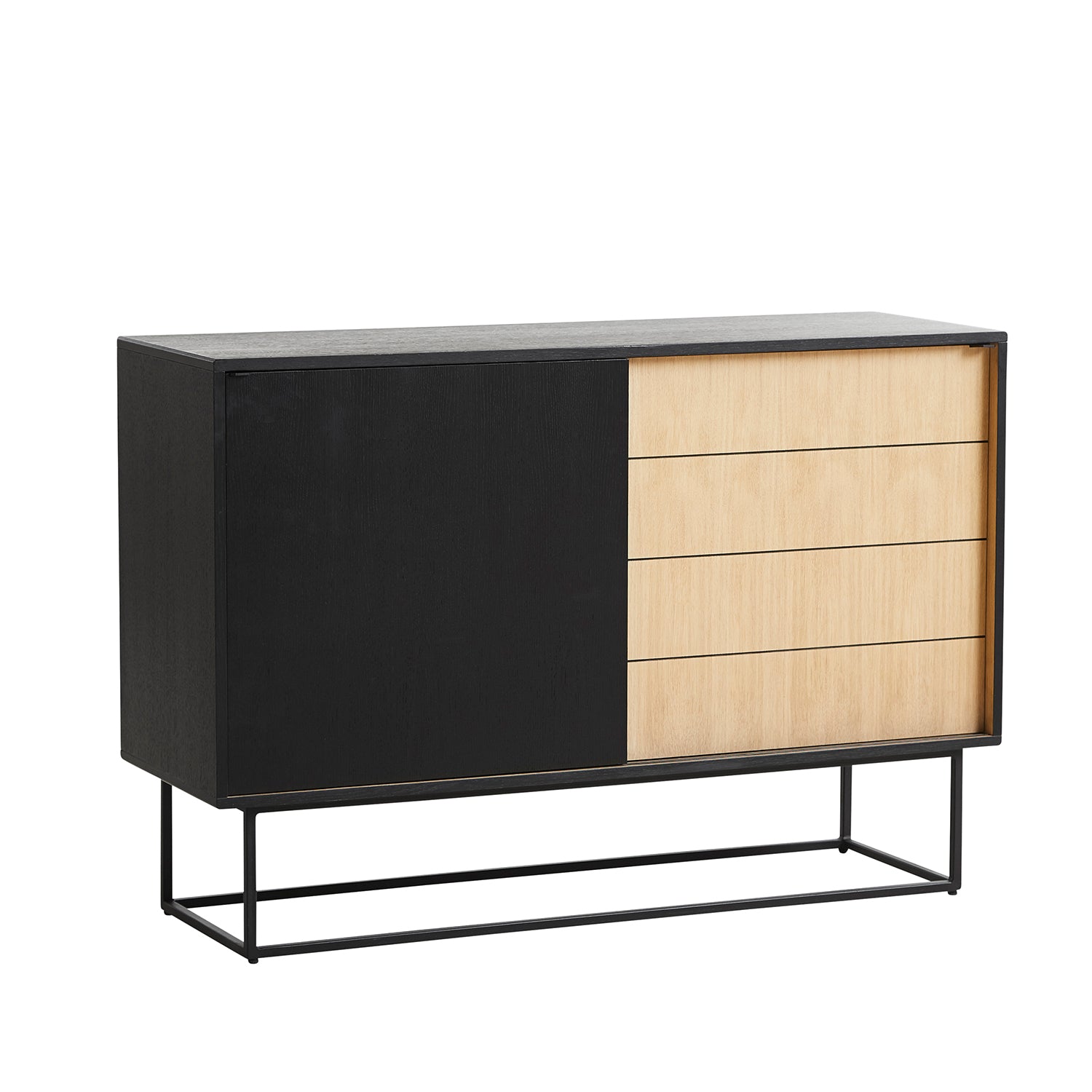 Woud Virka Sideboard High in oak and black