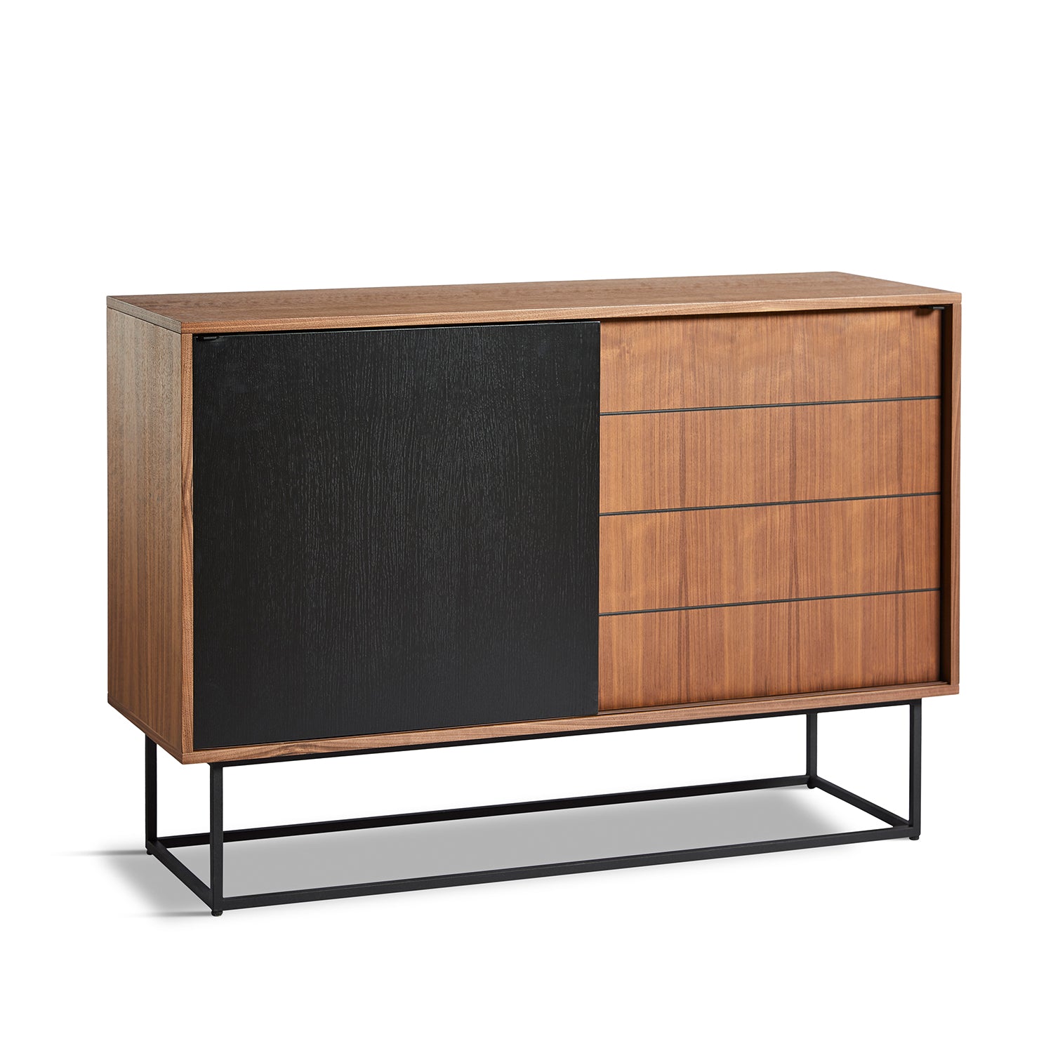 Woud Virka Sideboard High in walnut and black