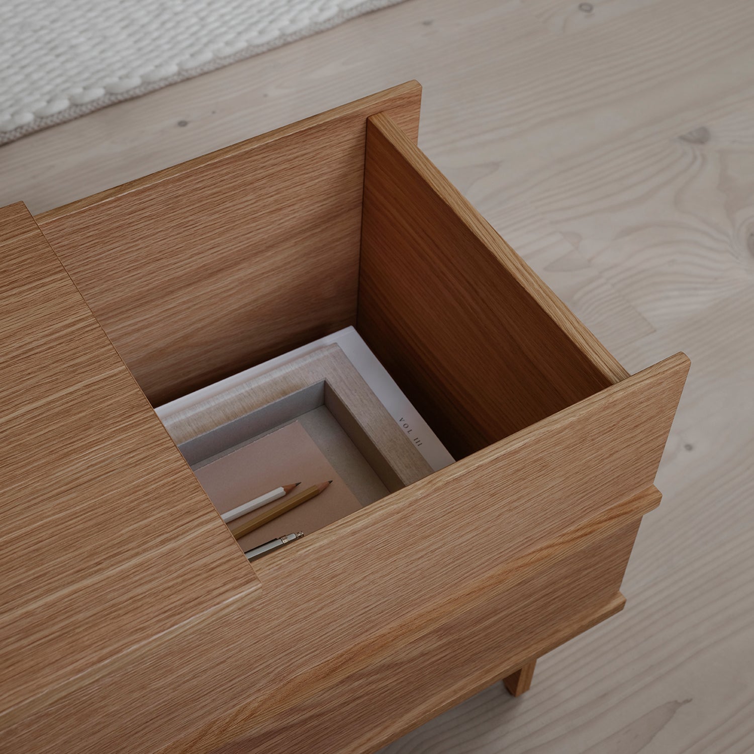 We Do Wood Correlation storage bench in oak ambience image