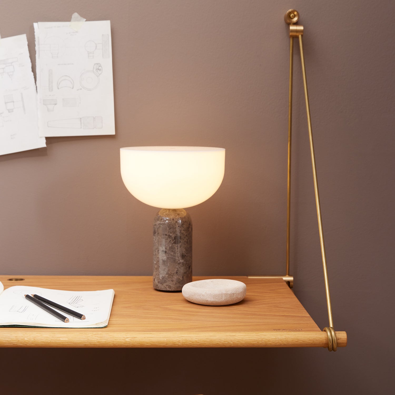 We Do Wood Loop wall mounted desk in oak ambience image