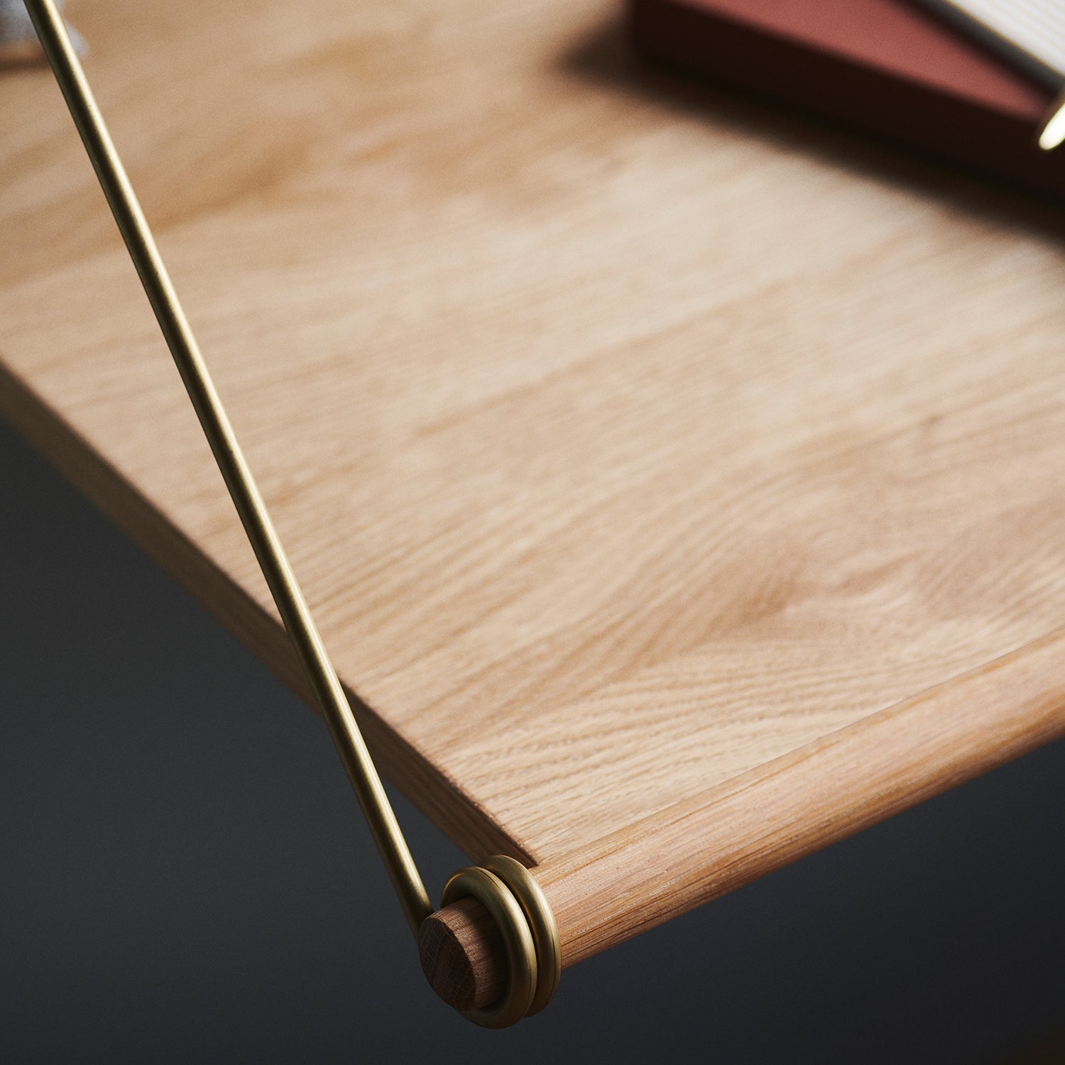 We Do Wood Loop wall mounted desk in oak detail shot