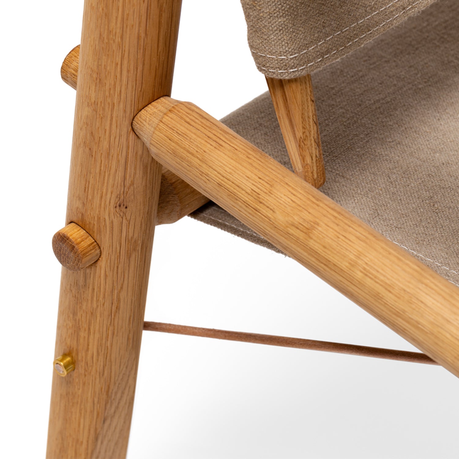 We Do Wood Nomad armchair in oak and canvas detail shot