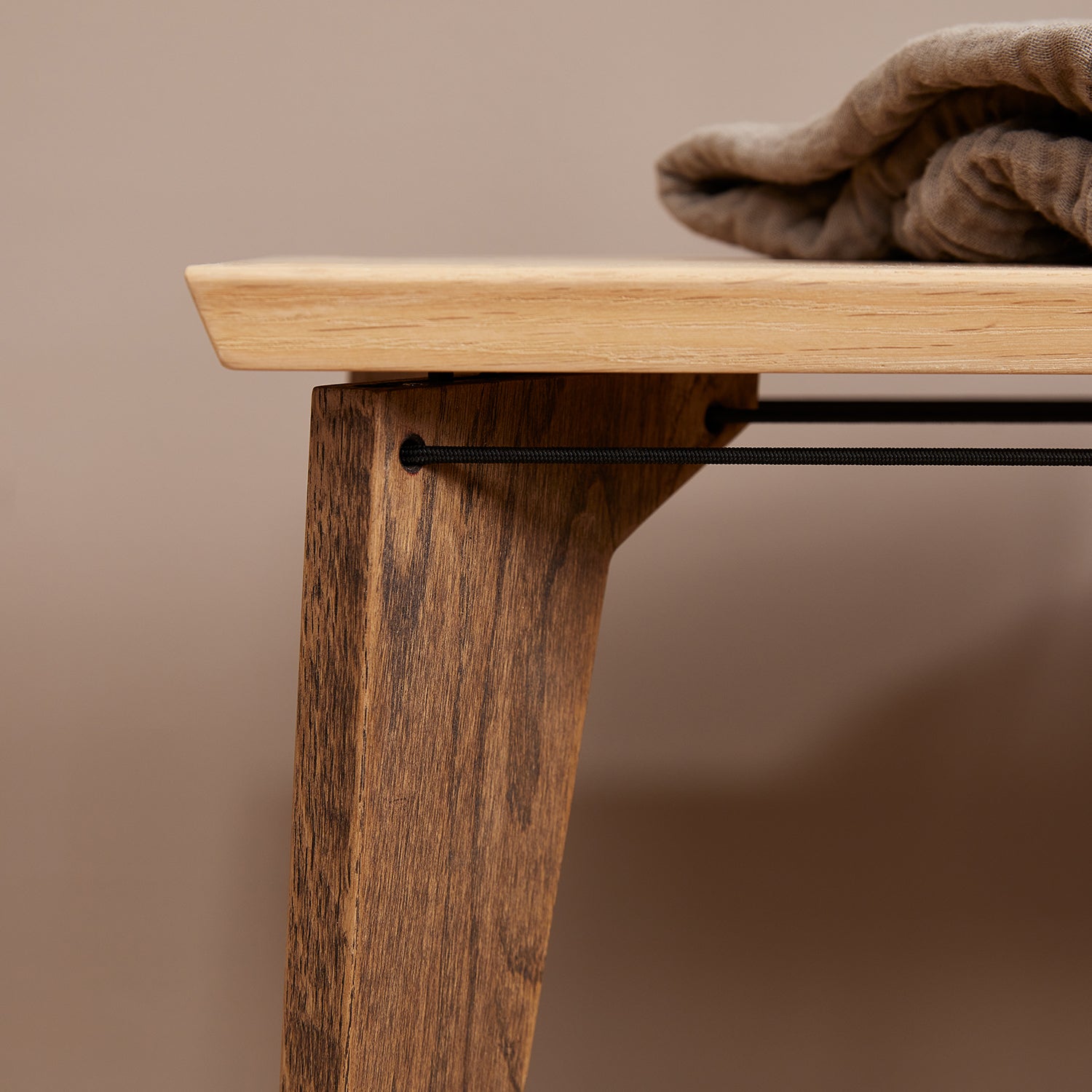 We Do Wood Rank bench in oak detail shot